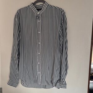 The Kooples Lightweight White & Gray Striped Men’s Medium Shirt